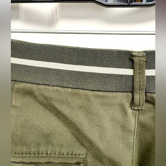 Zara Elastic Waist Pants, Olive Green, Ribbon Waist, Straight Leg, size S - Picture 5 of 8